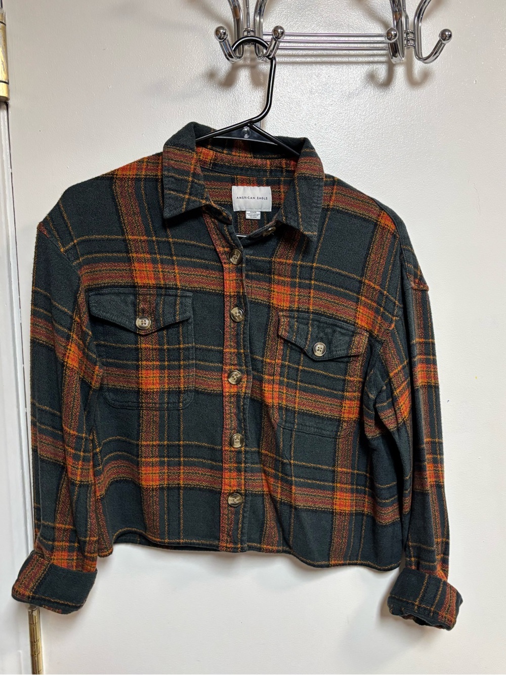 American Eagle Outfitters Flannel Shirt Crop